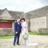Venue review: Cogges Manor Farm Couple outside the wedding barns at Cogges | The Secret Garden | modern Edwardian styled bridal shoot by Hanami Dream | greenery | perspex | Cogges Manor Farm | Witney | May 2017 | Photography by Squib Photography www.squibphotography.co.uk