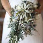 Succulent bouquet | Journey to the Centre of the Earth | modern ethereal winter styled bridal shoot by Hanami Dream | agate | marble | airplants | tulle | pale blue | gold | Oxleaze Barn | Gloucestershire | October 2017 | Photography by Squib Photography www.squibphotography.co.uk