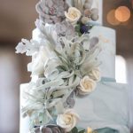 Sugar succulent cascade on marble cake | Journey to the Centre of the Earth | modern ethereal winter styled bridal shoot by Hanami Dream | agate | marble | airplants | tulle | pale blue | gold | Oxleaze Barn | Gloucestershire | October 2017 | Photography by Squib Photography www.squibphotography.co.uk