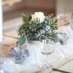 Candles and floral display on table | Journey to the Centre of the Earth | modern ethereal winter styled bridal shoot by Hanami Dream | agate | marble | airplants | tulle | pale blue | gold | Oxleaze Barn | Gloucestershire | October 2017 | Photography by Squib Photography www.squibphotography.co.uk
