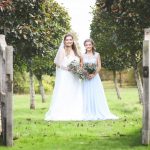 Bridal party in orchard | Journey to the Centre of the Earth | modern ethereal winter styled bridal shoot by Hanami Dream | agate | marble | airplants | tulle | pale blue | gold | Oxleaze Barn | Gloucestershire | October 2017 | Photography by Squib Photography www.squibphotography.co.uk