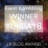 Event & Wedding winner at the UK Blog Awards 2018 UKBA18 winner wedding