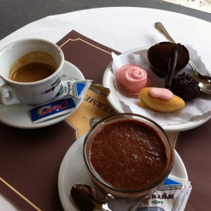 miniture cakes and indulgent Italian hot chocolate