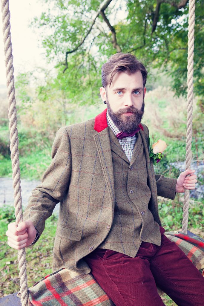 Groom on swing | Keates of Witney | Wind in the Willows | marsala & gold | autumnal | Old Swan & Minster Mill | Witney | October 2016 | Photography by Farrow Photography www.farrowphotography.co.uk