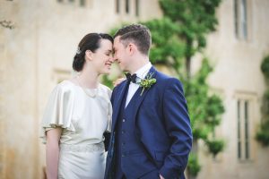 Close up of couple with heads together on lawn by Manor House | The Secret Garden | modern Edwardian styled bridal shoot by Hanami Dream | greenery | perspex | Cogges Manor Farm | Witney | May 2017 | Photography by Squib Photography www.squibphotography.co.uk