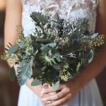 Bridesmaid bouquet | Journey to the Centre of the Earth | modern ethereal winter styled bridal shoot by Hanami Dream | agate | marble | airplants | tulle | pale blue | gold | Oxleaze Barn | Gloucestershire | October 2017 | Photography by Squib Photography www.squibphotography.co.uk