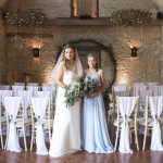 Bridal party in aisle | Journey to the Centre of the Earth | modern ethereal winter styled bridal shoot by Hanami Dream | agate | marble | airplants | tulle | pale blue | gold | Oxleaze Barn | Gloucestershire | October 2017 | Photography by Squib Photography www.squibphotography.co.uk