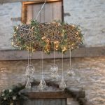 Willow chandelier with glass baubles | Journey to the Centre of the Earth | modern ethereal winter styled bridal shoot by Hanami Dream | agate | marble | airplants | tulle | pale blue | gold | Oxleaze Barn | Gloucestershire | October 2017 | Photography by Squib Photography www.squibphotography.co.uk