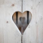 Heart in wooden bench | Journey to the Centre of the Earth | modern ethereal winter styled bridal shoot by Hanami Dream | agate | marble | airplants | tulle | pale blue | gold | Oxleaze Barn | Gloucestershire | October 2017 | Photography by Squib Photography www.squibphotography.co.uk