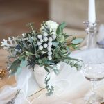Floral display on table | Journey to the Centre of the Earth | modern ethereal winter styled bridal shoot by Hanami Dream | agate | marble | airplants | tulle | pale blue | gold | Oxleaze Barn | Gloucestershire | October 2017 | Photography by Squib Photography www.squibphotography.co.uk