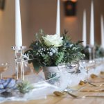 Table runner with candles and floral displays | Journey to the Centre of the Earth | modern ethereal winter styled bridal shoot by Hanami Dream | agate | marble | airplants | tulle | pale blue | gold | Oxleaze Barn | Gloucestershire | October 2017 | Photography by Squib Photography www.squibphotography.co.uk