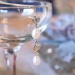 Pearl and gold drop necklace | Journey to the Centre of the Earth | modern ethereal winter styled bridal shoot by Hanami Dream | agate | marble | airplants | tulle | pale blue | gold | Oxleaze Barn | Gloucestershire | October 2017 | Photography by Squib Photography www.squibphotography.co.uk