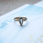 Blue engagement ring | Journey to the Centre of the Earth | modern ethereal winter styled bridal shoot by Hanami Dream | agate | marble | airplants | tulle | pale blue | gold | Oxleaze Barn | Gloucestershire | October 2017 | Photography by Squib Photography www.squibphotography.co.uk