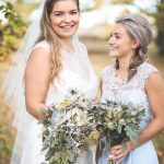 Bridal party laughing in garden | Journey to the Centre of the Earth | modern ethereal winter styled bridal shoot by Hanami Dream | agate | marble | airplants | tulle | pale blue | gold | Oxleaze Barn | Gloucestershire | October 2017 | Photography by Squib Photography www.squibphotography.co.uk