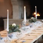 Candles and firelight tablescape | Journey to the Centre of the Earth | modern ethereal winter styled bridal shoot by Hanami Dream | agate | marble | airplants | tulle | pale blue | gold | Oxleaze Barn | Gloucestershire | October 2017 | Photography by Squib Photography www.squibphotography.co.uk